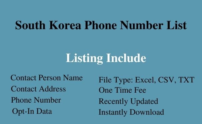 South Korea phone number list
