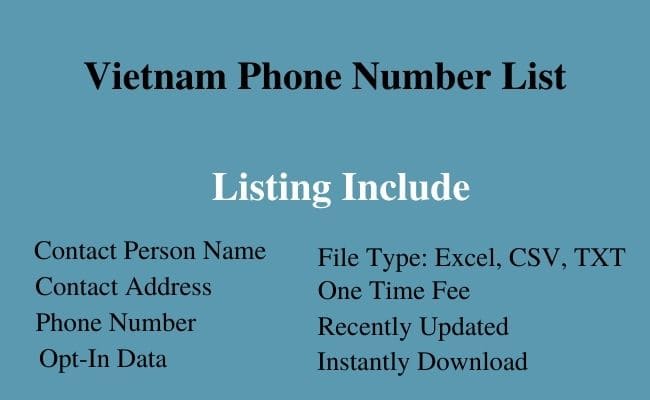 Vietnam phone number list